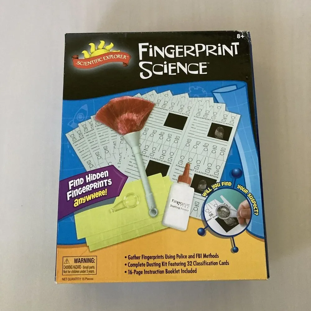 Fingerprint Science Kit FBI Sleuthing Police Investigation Detective Forensics